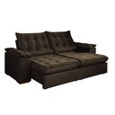 Ver imagem 1 de Sofa Retratil e Reclinavel Valencia 230cm 3 Lugares Kc Rei de Casa Veludo Marrom