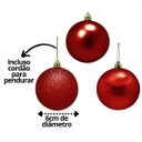 Ver imagem 2 de Conjunto 12 Bolas de Natal Vermelho Prime Tradicional Misto Glitter, Brilho e Fosca 6cm