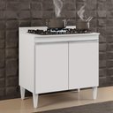 Ver imagem 2 de Balcão para Cooktop 80cm 2 Portas Flórida Branco - Lumil Móveis
