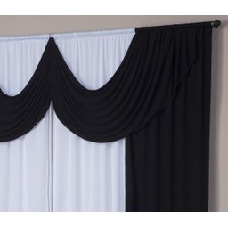 Cortina Paris 4,00 X 2,80 Sala Quarto Decoração com Bando Malha Gel Branco e Preto - 3