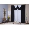 Cortina Paris 4,00 X 2,80 Sala Quarto Decoração com Bando Malha Gel Branco e Preto - 1