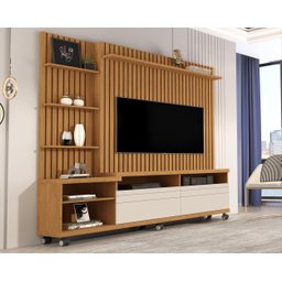 Home Ripado Nobre p/ TV até 60'' Nature/Off White - Giga Móveis - 1