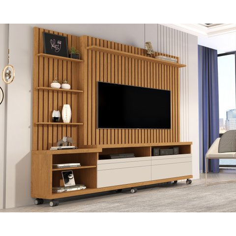 Home Ripado Nobre p/ TV até 60'' Nature/Off White - Giga Móveis