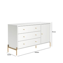 Conjunto Cômoda 3 Gavetas + Cômoda 1.35 Jasper Branco/Dourado - Província - 4