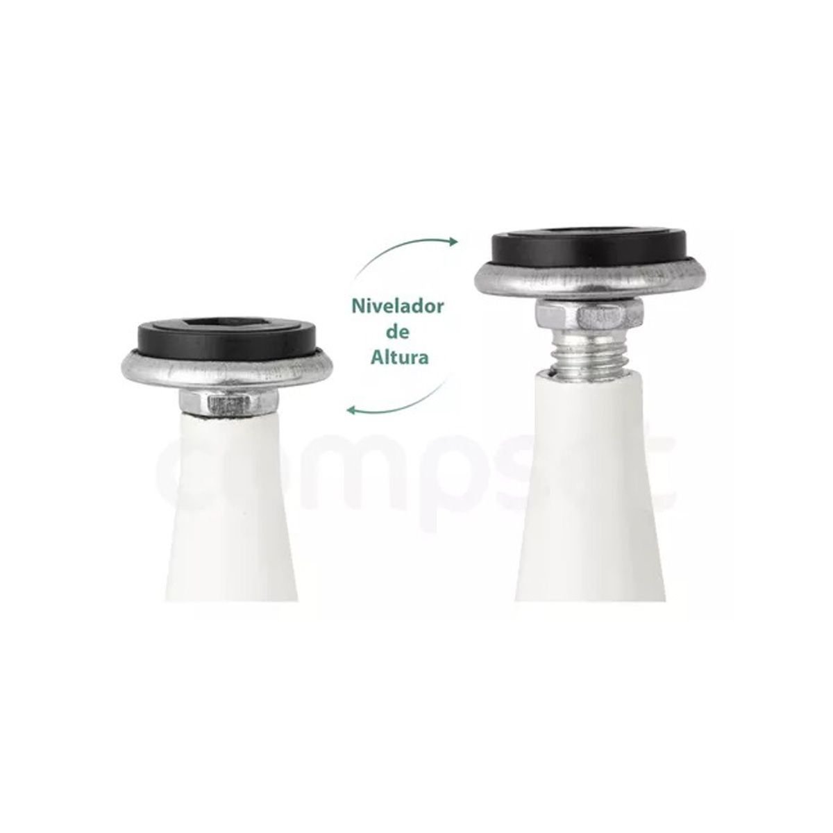 Pé Cônico com Regulagem Branco 15cm - Jomarca - 2