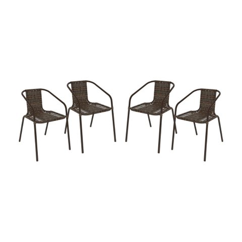 Kit 4 Cadeiras de Jardim Junco Sintético Multimóveis Cr8009 Café Mesclado