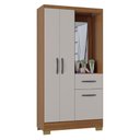 Ver imagem 1 de Guarda Roupa Solteiro Atlas Capelinha 3 Portas Cinamomo Off White - Poquema