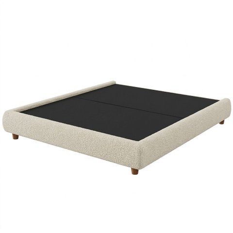 Cama Casal Queen Japonesa Pés Madeira 174cm Firenze Bouclé Off White - Nexta Casa
