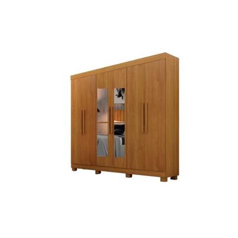 Guarda-Roupas 6 Portas 2 Gavetas Delta com Espelho Cinamomo