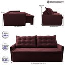 Ver imagem 2 de Sofá Sem Caixa Retrátil e Reclinável 1,65m Cama inBox Studio Suede Velusoft Vinho