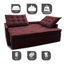 Ver imagem 3 de Sofá Sem Caixa Retrátil e Reclinável 1,65m Cama inBox Studio Suede Velusoft Vinho