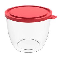 Pote com Tampa 1,9l Redondo Crippa Transparente e Vermelho Bacia Alimentos Frutas - 1