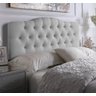 Cabeceira para Cama Casal Estofada Box Capitonê Paris Curva 140cm Suede Cinza Claro com Strass - 1