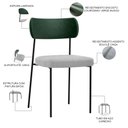 Ver imagem 4 de Kit 04 Cadeiras Estofadas para Sala de Jantar Melina L02 Facto Verde Musgo Bouclê Cinza - Lyam