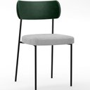Ver imagem 3 de Kit 04 Cadeiras Estofadas para Sala de Jantar Melina L02 Facto Verde Musgo Bouclê Cinza - Lyam