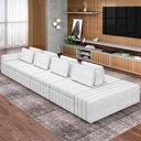 Ver imagem 6 de Sofá Ilha com Puff Living 465cm Amber M03 Bouclê Branco