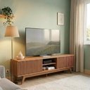 Ver imagem 1 de Rack para TV até 75 Polegadas com 4 Portas e Pés em Madeira Maciça 220x56x39cm