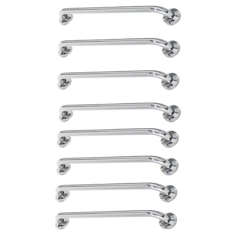 Alça de Apoio Barra 60cm Inox Kit 8 Unidades Suporte Idoso Gestante Criança Deficiente Segurança Box