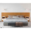 Ver imagem 1 de Cabeceira Ripado para Cama King Size Maracá Nature com 2 Mesa de Cabeceira Jatobá Offwhite - Rede Mó