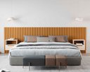 Ver imagem 1 de Cabeceira Ripado para Cama King Size Maracá Nature com 2 Mesa de Cabeceira Jatobá Offwhite - Rede Mó