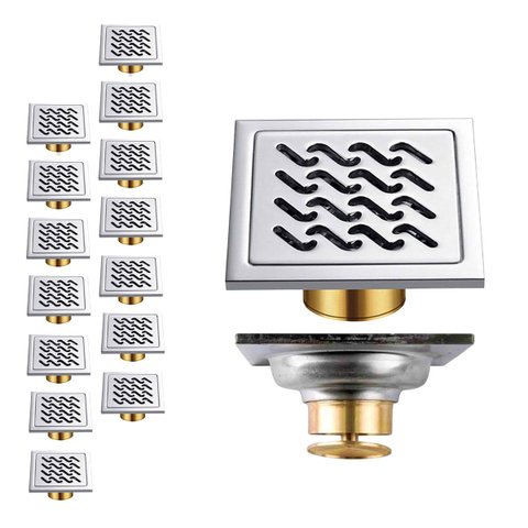 Ralo 10x10 Inox Kit 14 Uni Anti Odor Banheiro Lavabo Anti Inseto Higienico Casa Varanda Quintal Jard