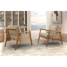 Poltrona Giulia Luxo Madeira Maciça Castellar Móbile Corino Off White - 2
