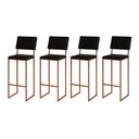 Ver imagem 1 de Kit 4 Banquetas com Encosto Industrial e Moderna Nina Cobre e Corino Preto