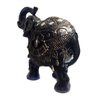 Estátua de Elefante Indiano Preto e Dourado Resina 21cm - 2