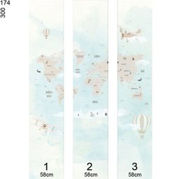 Mural Mapa Mundi Infantil - 1,74 x 3,00m - 3