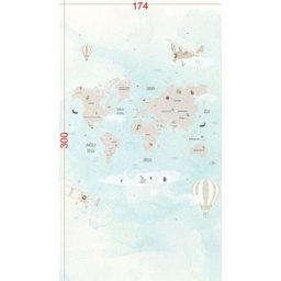 Mural Mapa Mundi Infantil - 1,74 x 3,00m - 4