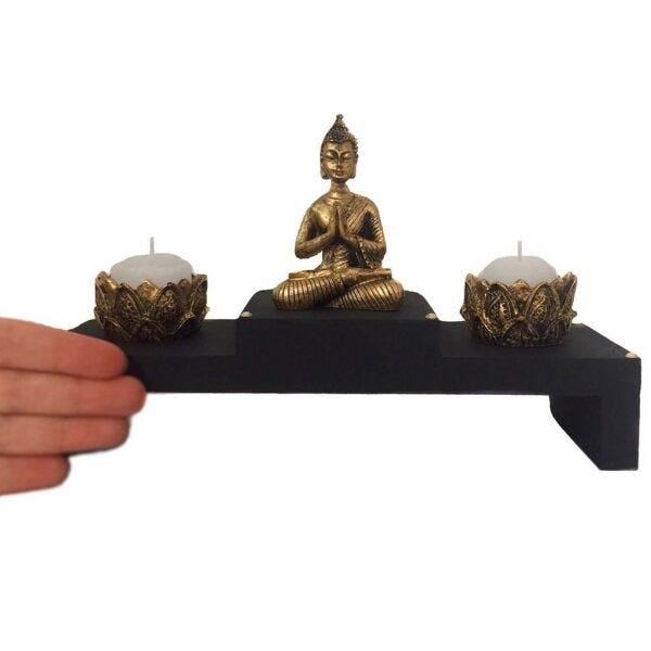 Altar com Castiçal de Estátua de Buda Dourado 15cm - 465 - 2