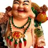 Estátua Buda Chinês Sorridente com Pote de Ouro 17cm - 2
