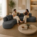 Ver imagem 3 de Sofá Modular Curvo 360cm Orgânico Virginia Bouclé Cinza-Escuro
