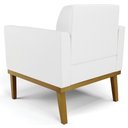 Ver imagem 5 de Poltrona Decorativa Base Madeira Castanho Maressa Sintético Branco - Ibiza
