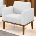 Ver imagem 2 de Poltrona Decorativa Base Madeira Castanho Maressa Sintético Branco - Ibiza