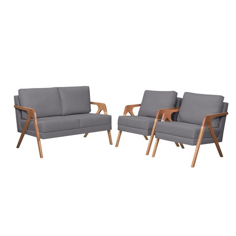 Kit 2 poltronas Mona Luxo e Namoradeira mona Cinza Escuro