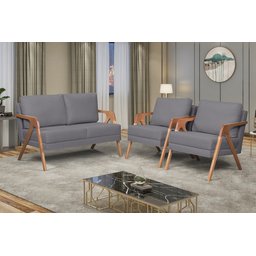 Kit 2 poltronas Mona Luxo e Namoradeira mona Cinza Escuro - 2