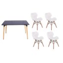 Ver imagem 1 de Kit Mesa Jantar Eiffel 120x80 Preta + 4 Cadeiras Slim - Branca