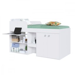 Cama Alta Multifuncional com Armário e Escrivaninha Monterey Cm096 Art In Móveis-branco - 2