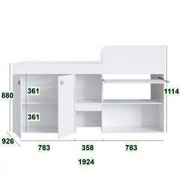 Cama Alta Multifuncional com Armário e Escrivaninha Monterey Cm096 Art In Móveis-branco - 6