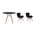 Ver imagem 1 de Kit Mesa Jantar Eiffel 120cm Preta + 2 Cadeiras Slim - Preta