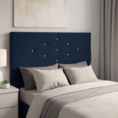 Cabeceira Cama Solteira 90 Cm Camboriú Suede Azul Marinho