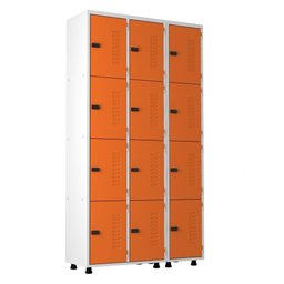 Armário Roupeiro Aço 12 Portas Academia Guarda Volume Trinco Laranja - 1