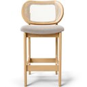 Ver imagem 3 de Kit 5 Banquetas Baixa Bar Cozinha Sala de Jantar Betta L02 Mel Tela Bouclê Creme - Lyam Decor