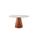 Ver imagem 2 de Conjunto Sala de Jantar Mesa Gênova 110cm Tampo Redondo Vidro Off White com 4 Cadeira