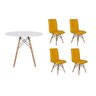 Kit Mesa Jantar Eiffel 90cm Branca + 4 Cadeiras Gomos - Amarela - 1