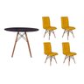 Kit Mesa Jantar Eiffel 90cm Preta + 4 Cadeiras Gomos - Amarela - 1