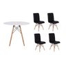 Kit Mesa Jantar Eiffel 120cm Branca + 4 Cadeiras Gomos - Preta - 1
