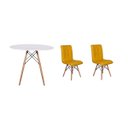 Ver imagem 1 de Kit Mesa Jantar Eiffel 80cm Branca + 2 Cadeiras Gomos - Amarela