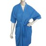 Roupão de Banho Adulto Atoalhado Algodão Manga 3/4 Bolso Azul Claro M - 3